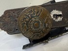 Antique Victorian Eastlake Brass Door Knob Plates Lock Set