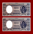 Chile 5 Pesos 1958 Unc Note - Signatures  A  M  Tornero   F  H  Lane  p-119a 1 