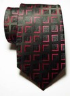 New Classic Checks Black Red Jacquard Woven Silk Men s Tie Necktie