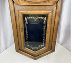 Antique Wall Clock Wood Case Wooden Oak Cabinet Empty Glass Door Parts Repair