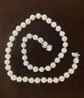 Estate Cultured Pearl Necklace Diamond 14k White Gold Clasp 7 2mm Choker Vintage