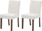 Dining Chairs Set Of 2  Upholstered Stripes Tufted Dining Chair With Solid Wood