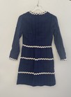 Vintage 1960s Sherbet Originals Womens Navy Blue White Shift Dress Size 12