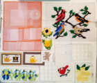 Plastic Canvas Lot Tote Full Of Yarn Embroidery Supplies Partial Projects Birds