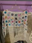 Crochet Poncho  white multi-colored  - 2pc