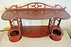 Vintage Butler Mahogany Wood 2 Tier Wall Shelf Fretwork Plate Ridge Planter