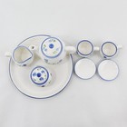 Children s 10 Piece Ceramic Tea Set White Blue Trim Floral Pattern