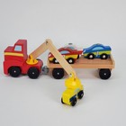Melissa   Doug Magnetic Car Loader Wooden Toy Truck With 4 Cars 9390 Red Semi
