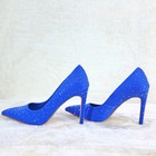 Shock Royal Blue High Heel Stiletto Pumps Rhinestones Evening Party Shoes