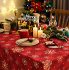 Christmas Tablecloth 60 X 120 Inch  Gold Snowflake For Winter  Red Buffalo Plaid