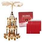 German Style Christmas Carousel Pyramid Nativity Windmill 21in And- 20 Candles 