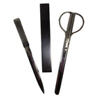 Vintage Pfeilring Solingen Letter Opener Scissors Desk Set Brass Holder Germany