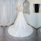 Romantic Bride Wedding Dress Lace Appliques Beading Bohe Backless Bridal Gown