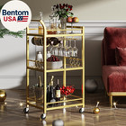 Bar Cart  Home Bar Serving Cart With 3-tier Mirrored Shelf  Wine Cart  Mobile Ki