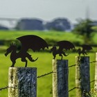 Dragon Metal Silhouette Stake Yard Lawn Fence Top Garden Decor