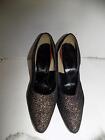 Vintage 50s 60s Black Fabric Glitter High Heel Shoes Cammeyer 6 1 2 M
