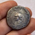Old Ancient Roman Greek Large Silver Coin In Good Condition