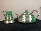 Eamco Electrolytic Art Metal Co Silver Overlay Teapot Sugar Creamer  Trenton Nj