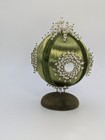 Vintage Hand Made Large Green Beaded Push Pin Spinning Christmas Music Decor