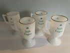 Set Of 4 Vintage Milk Glass Gold Rimmed Footed Pedestal Irish Coffee Mugs