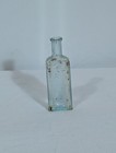 Antique Aqua Glass Medicine Bottle Square Chamfered Dug 1800s Sheared Lip