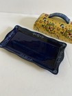 Yellow And Blue Flowered Anthropologie Covered Butter Dish