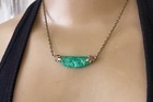 Vintage Necklace Antique Green Peking Floral Czech Glass Art Deco Pendant