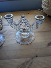 Set Of Two Vintage Cambridge Candlestick Holders With Etched Wildflower Pattern