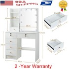 Vanity Makeup Dressing Table Desk Stool Set W  10 Led Lighted Mirror   6 Drawers