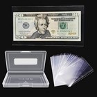 100 Pack Clear Dollar Bill Sleeves W storage Case Moistureproof Money Protector