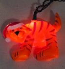 Vintage Plastic Blow Mold Tiger With Santa Hat 10 Piece String Lights