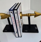 Gold Arrow Metal Bookends Set Of 2 With Black Base  7 5  Metallic Finish