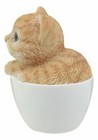 Lifelike Orange Tabby Cat Teacup Pet Pal Statue 3 h Feline Kitten Decor Figurine