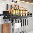 Aluminum Wall-mounted Shelf Multifunctional Kitchen Spice Storage Rack W  Hooks