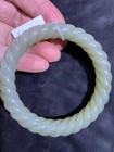 Excellent Rare Tibetan Celadon Hetian Jade Hand Carved Bangle Bracelet     