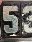 Vintage Glass Triple House Number 5-3-3 Reflective Silver W black In Metal Frame