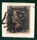 Penny Black 1840 Qv Sg 2 1d Plate 1b  ae   variety  Super Mx Piece C  400 Lred72