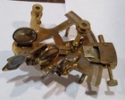 Nautical Sextant Brass With Wood Box With Navy Emblem
