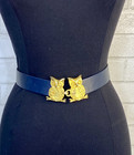 2 Vintage 1970   s Mimi Di N Gold Tone Metal Belt   Buckle Kissing Whales   Owls