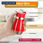 Salt And Pepper Shakers - 4 Oz Red Glass Set With Stainless Steel Lids