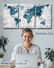Canvas Wall Art World Map Pictures For Living Room Office Farmhouse Wall Decorat