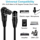 2-pack Xlr Microphone Extension Cable Adapter 0 6 Feet 90 Degree Xlr Female To