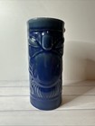 Vintage Libbey Tiki Mug Tumbler Blue Glaze Ceramic 7  Jagged Teeth - Pottery