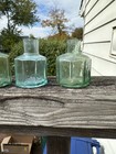 Lot Of 4 Sheared Top Ink Bottles All Aqua English Nice Early  1880   s