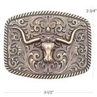 Bronze Gold Bull Longhorn Western Belt Buckle Large Size Cowboy Rodeo Buckle 028