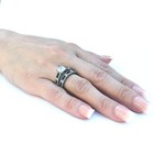 One Carat Princess Cut Cz Sapphire Cz Womens Stainless Steel Wedding Ring Set