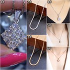Fashion Cubic Zircon Women Jewelry 925 Silver gold rose Gold Necklace Pendant