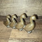 Vintage Antique Brass Four Ducks In A Row Figurine 3 1 4  Tall Unique Decor