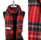 New 100  Cashmere Scarf Classic Plaid Red Forest Blue Yellow Soft Warm Wool  c01
