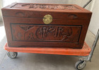 Vintage Hand Carved Camphor Wood Chest Trunk Asian Chinese